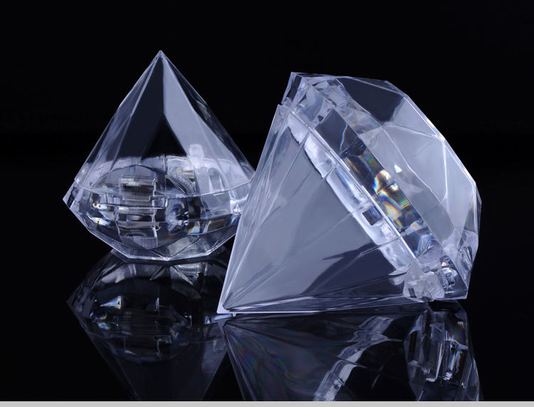 婚庆产品食品级婚庆用品创意水晶钻石形状糖果盒 大小号透明塑料喜糖盒详情1