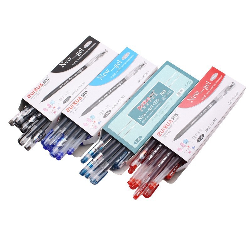 0.38mm香味中性笔黑蓝红笔一体式中性笔大容量直液笔学生文具批发详情3