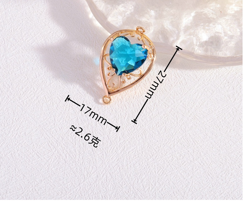 铜镀金保色爱心水滴双吊坠DIY手工饰品手链项链耳饰挂件配件材料详情7