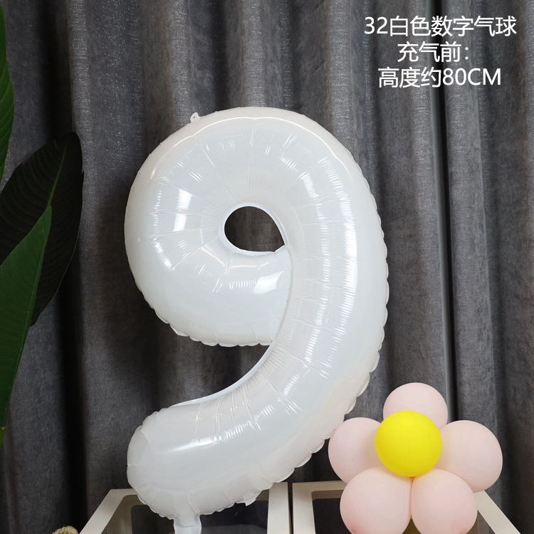 32寸白色数字气球ins小红书同款生日派对布置简约大数字铝膜气球详情21