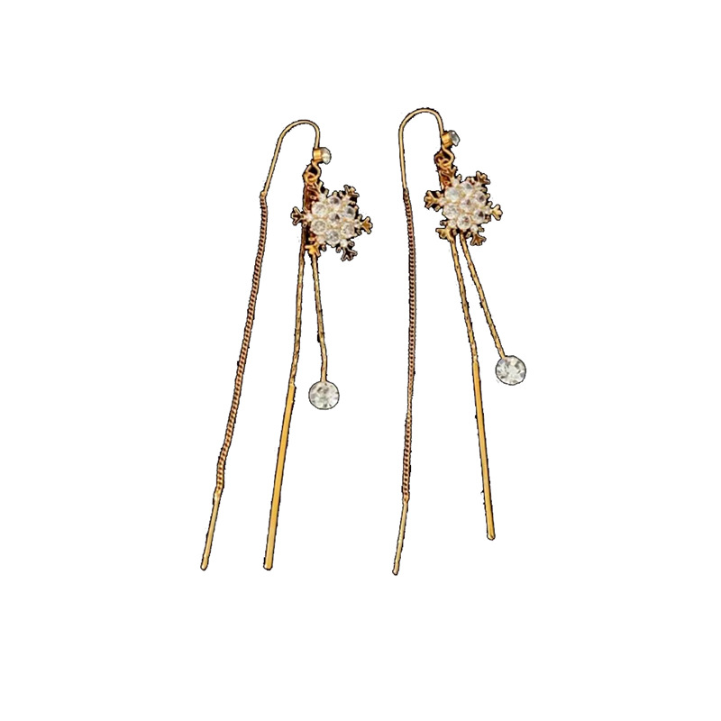 新款锆石雪花流苏耳线 小众设计高级感耳环 气质百搭耳饰品批发详情5