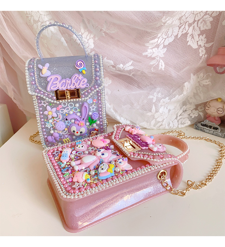 新款儿童手工制作材料包粘贴小饰品diy奶油果冻拎包背包生日礼物详情29