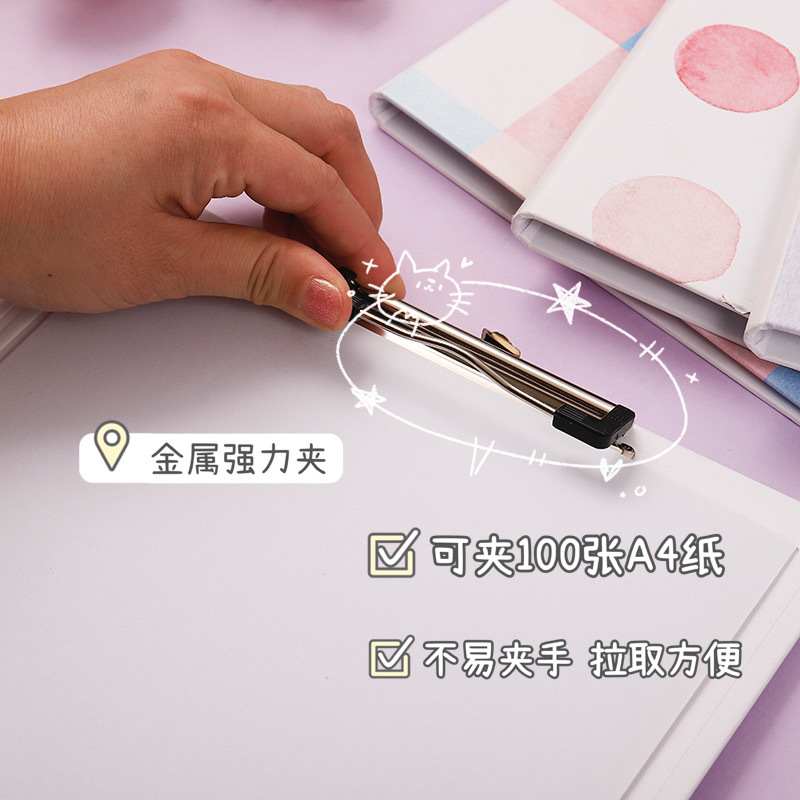 新款卡通A4板夹文件夹学生考试垫板资料ins高颜值文件夹办公文具详情3