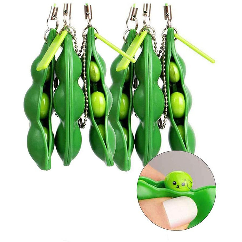 Squeeze Edamame, Squeeze Fun, Relieve stress and release Edamame, unlimited Edamame toys, Stress-relieving Pea Pods, keychains, Cross-border pic 2