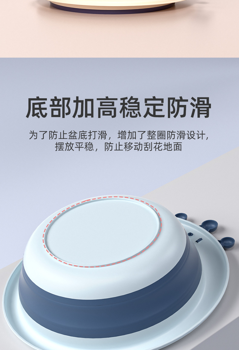 Folding washbasin for children, portable baby washbasin, silicone folding washbasin for babies, outdoor cartoon washbasin, PP basin, foot basin pic 9