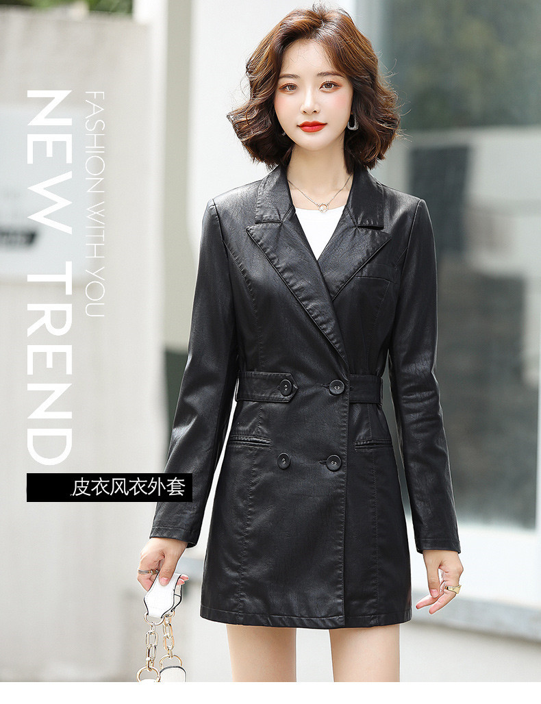 Retro Hong Kong-style casual small suit jacket for women, 2022 Spring and Autumn new Korean-style elegant pu leather suit jacket pic 1