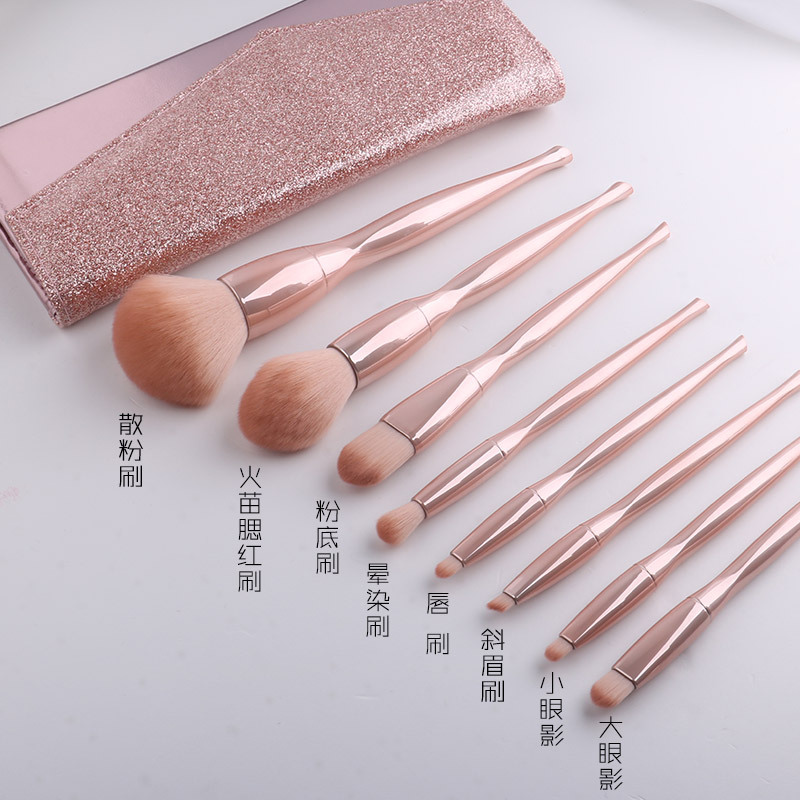 8支扭扭腰化妆刷套装 散粉腮红刷美妆工具化妆刷收纳便捷初学适用礼品详情2