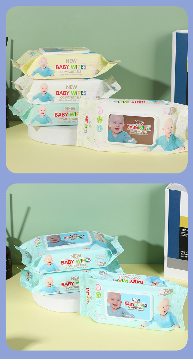 一次性宝宝湿巾袋装抽取式80片家用无纺布棉柔不扎手亲肤擦拭湿巾详情11