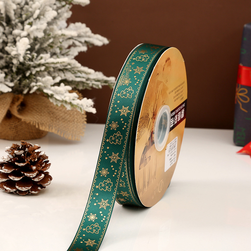 Dingxin Christmas Ribbon Wholesale: 2.5CM Christmas gifts, gold-embossed printed packaging ribbons, Christmas tree ribbons pic 60