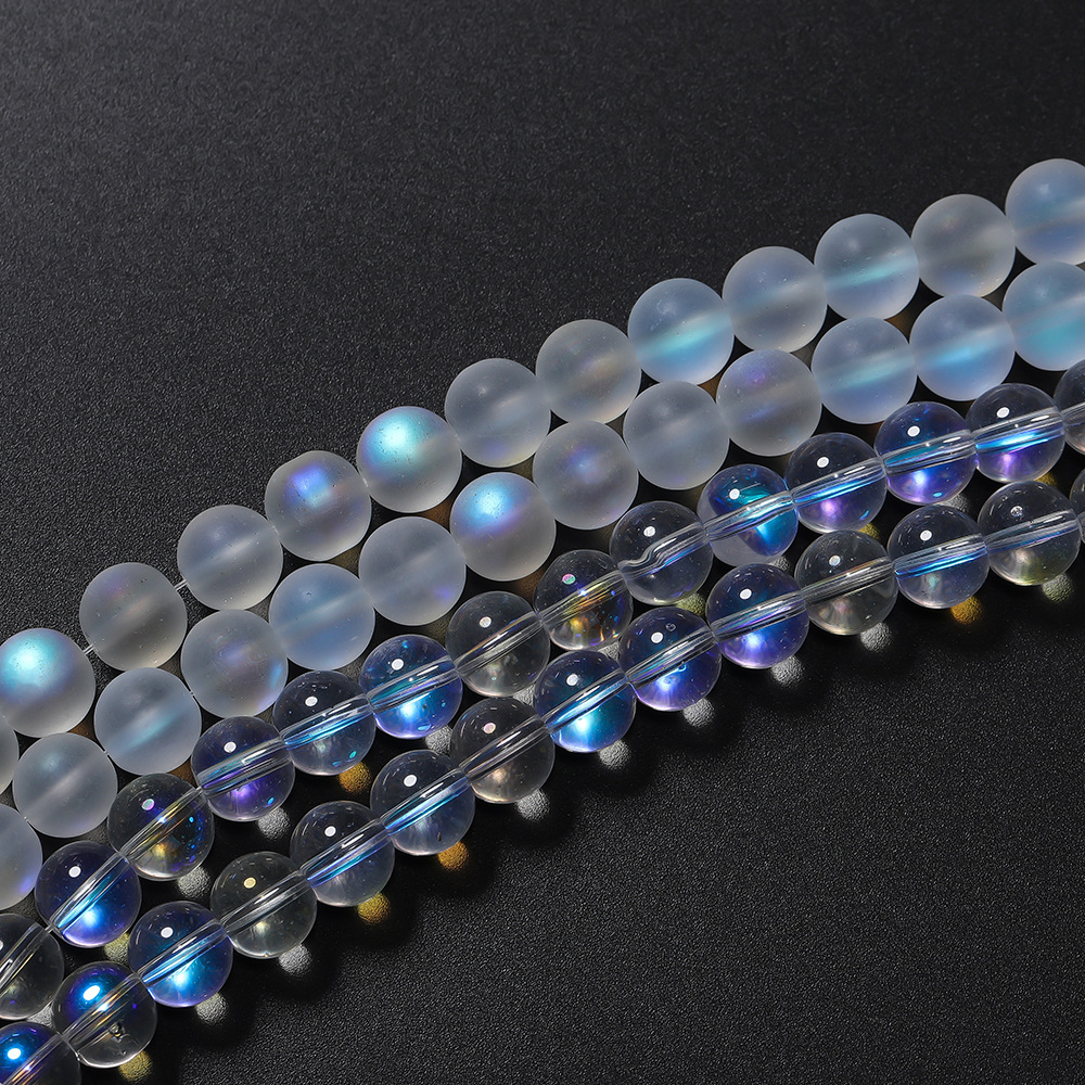 White frosted crystal moonstone, round beads, transparent glass, gradient and dazzling scattered beads, diy bracelet material pic 23