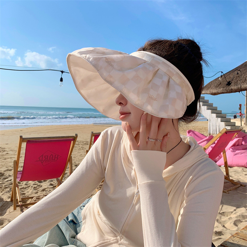 Fashionable hairpin hats, women's wide-brimmed sun protection square hair band sun hats, outdoor open-top folding baseball caps, trendy hats pic 16