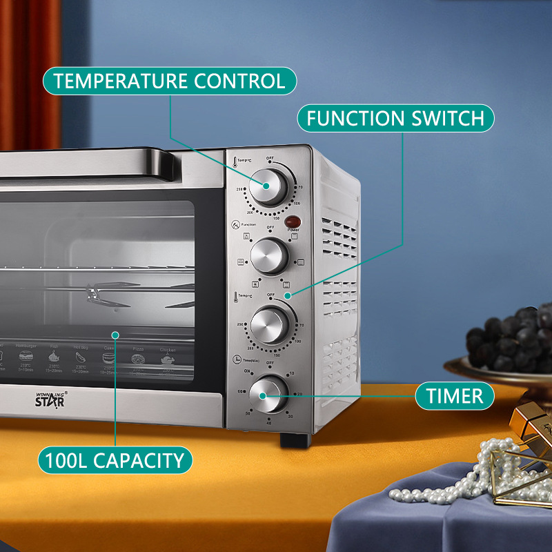 winningstar Cross-border exclusive 100L British and European standard household baking chicken, cake and egg tart electric oven pic 5