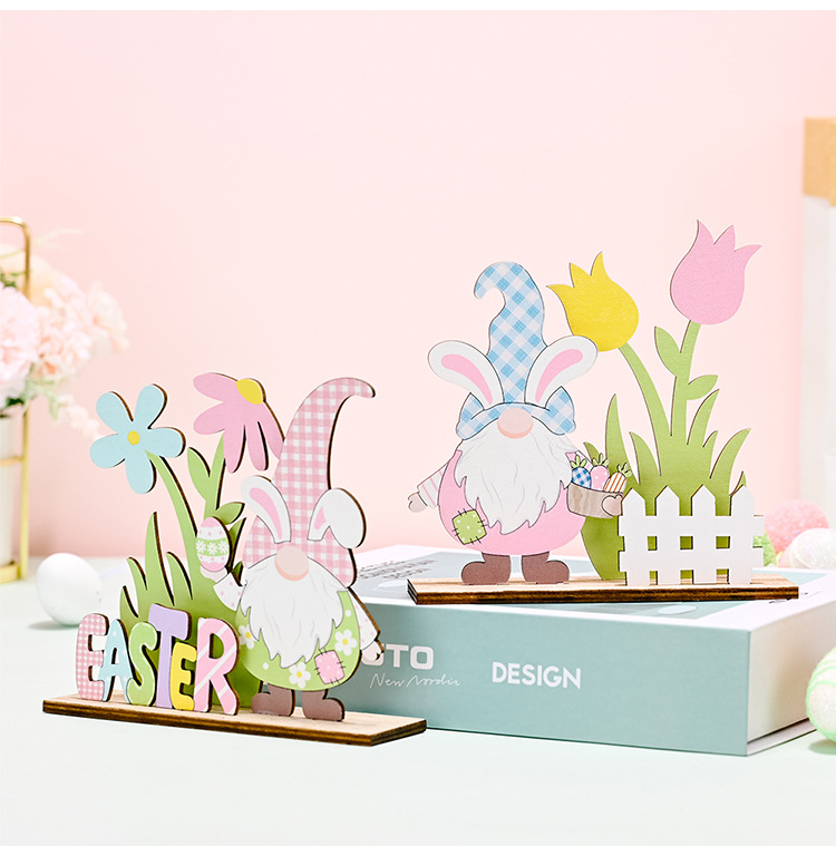 New cross-border Haobei Easter decorations, Easter wooden printed ornaments, Easter atmosphere setting pic 7