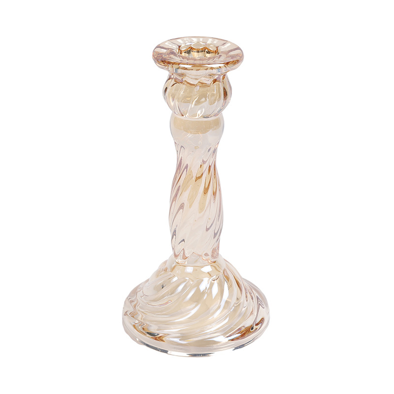 Creative home decor: Simple ins glass candlesticks with wax bases, romantic dining table candlesticks pic 2