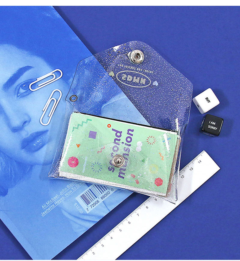 PVC transparent jelly bag, transparent three-dimensional makeup bag, custom-made LOGO printed crystal glitter, snap-on coin bag pic 14