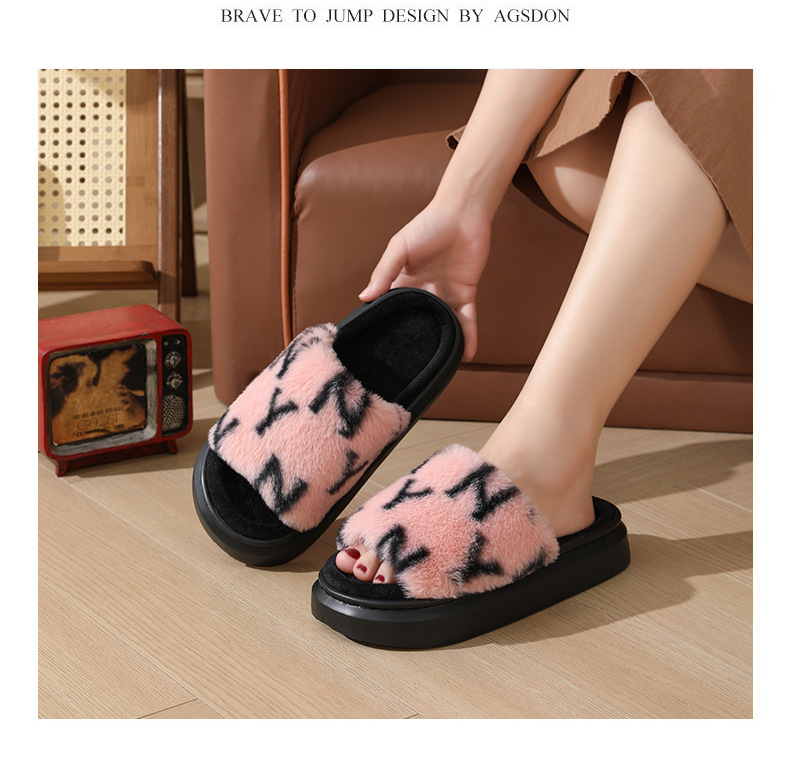 毛毛拖鞋女2024年春季新款室内厚底开口棉拖鞋批发秋冬季可外穿潮详情10