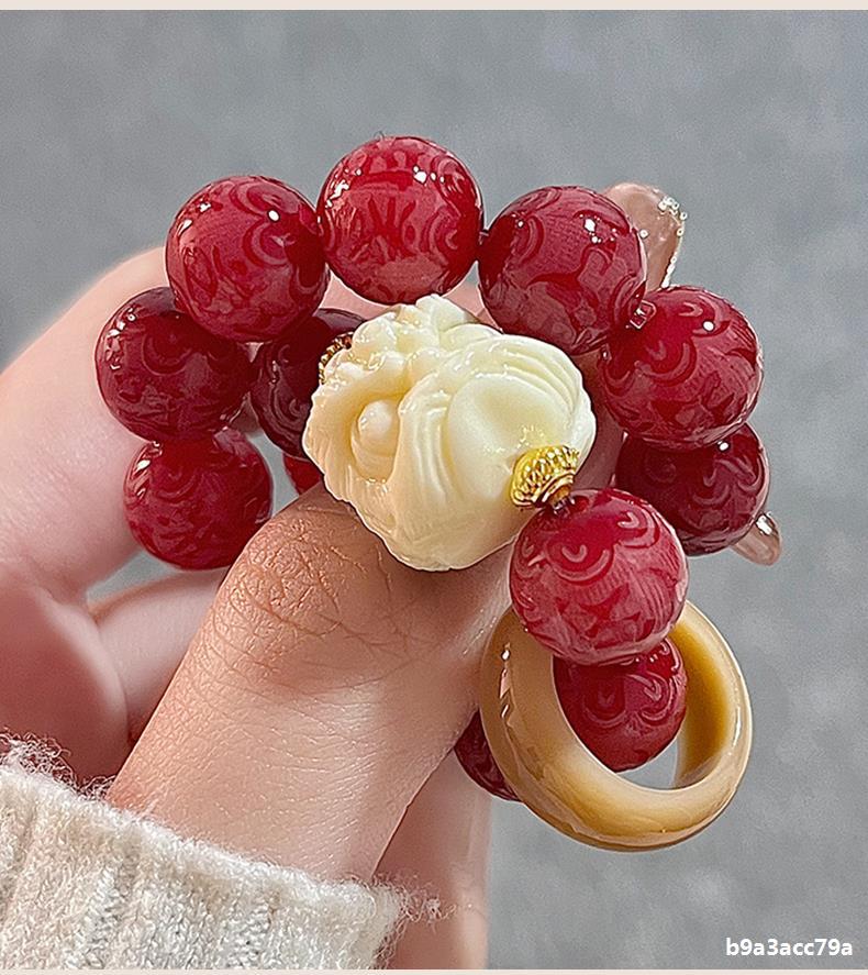 真品本命红菩提手串男款盘玩六字真言文玩佛珠绕指柔醒狮手錬国潮详情10