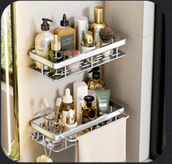 卫生间置物架吸盘式厕所洗手间洗漱台壁挂墙上厨房浴室收纳免打孔详情4