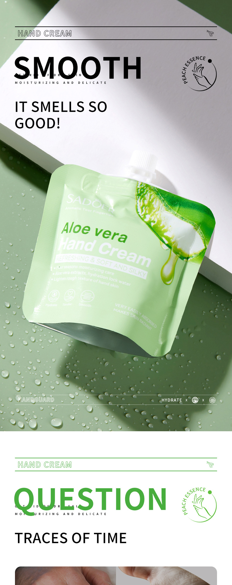 SADOER all-English plant-based bagged hand cream, avocado aloe vera Moisturizing, nourishing and refreshing, cross-border export wholesale pic 3