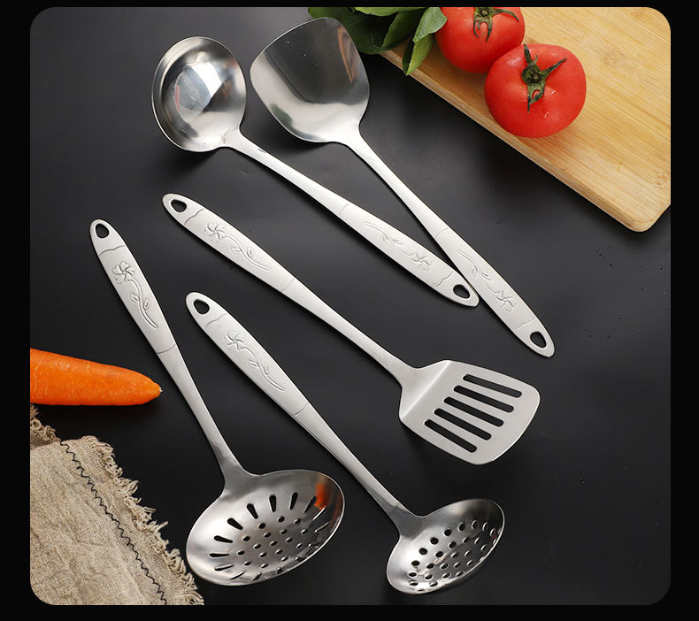 烹饪勺铲套装一枝花手柄厨具不锈钢锅铲炒菜铲子加厚汤勺家用厨具详情16
