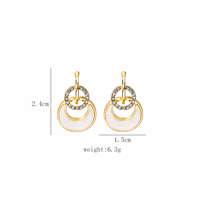 超闪镶钻双层圆圈耳环女ins风轻奢风简约设计时尚镂空耳钉女详情1