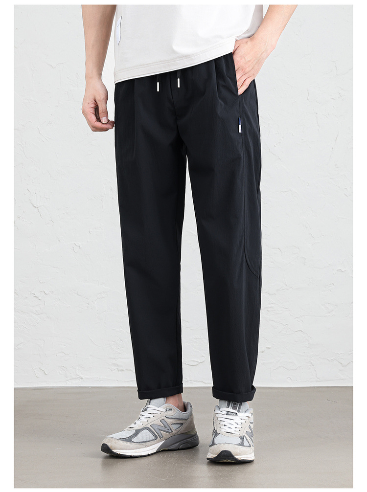 WOOG2005黑色男士弹力休闲长裤2025春夏季新款潮微宽松百搭直筒裤详情10