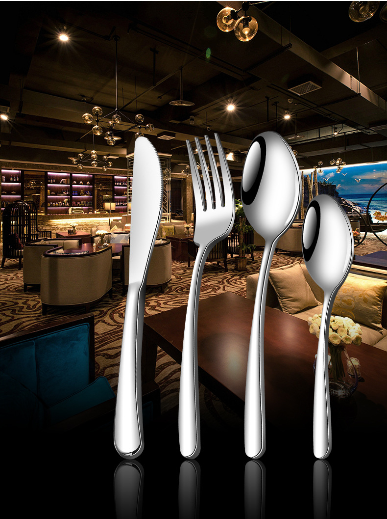 Thickened 304 steak knife and fork set, hotel Western dining tableware set, Jieyang wholesale, elegant stainless steel knife, fork and spoon pic 2