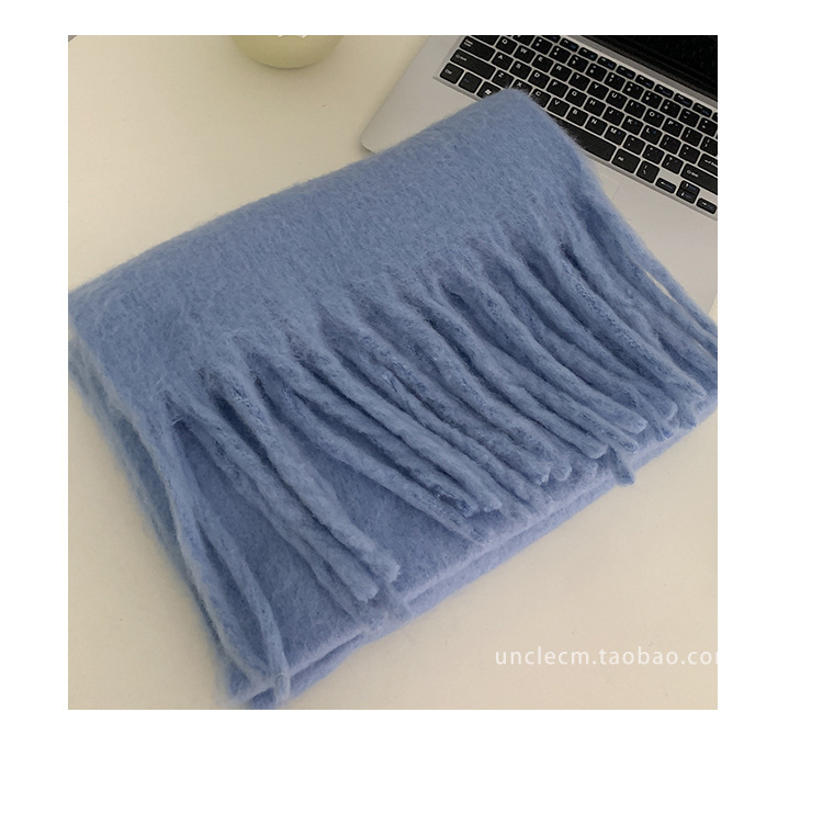 Solid color Korean-style thickened scarf for women 2022 new Korean-style winter scarf for men, versatile shawl scarf in pink pic 29