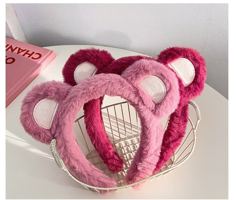 韩系草莓熊耳朵发箍卡通青蛙头箍女敷面膜发带网红直播发饰现货详情12