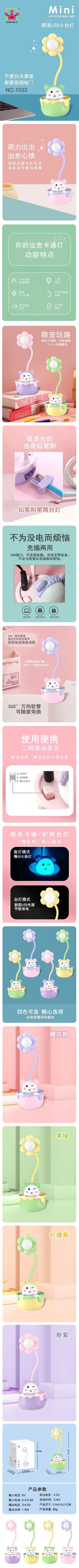 外贸跨境LED小台灯 USB充电卡通铅笔削迷你桌面夜灯 卧室床头灯具 毛绒玩具款式可爱详情14
