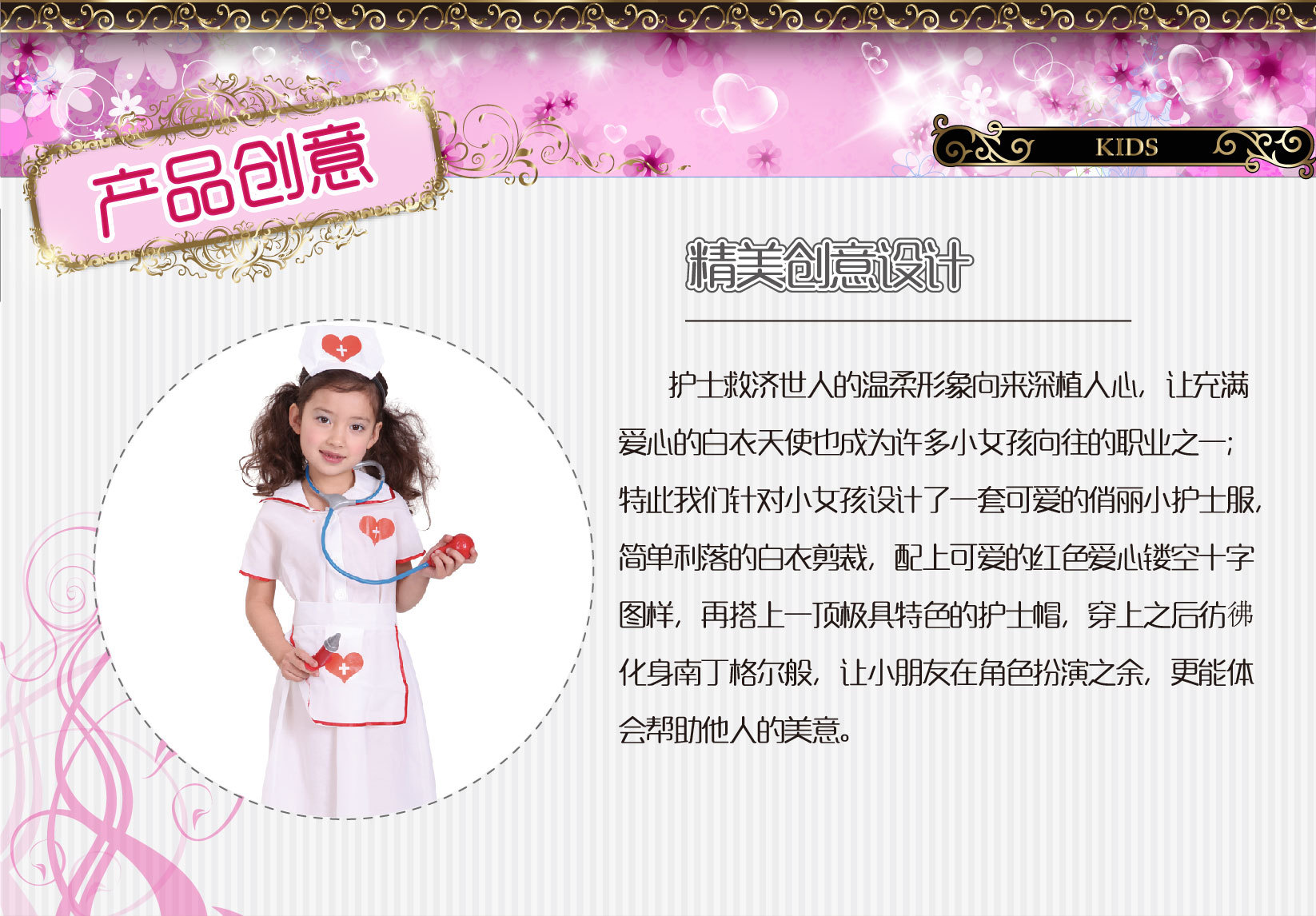 焕佑批发 COS服装化妆PARTY表演服 G-0022儿童小护士制服角色扮演服装详情1