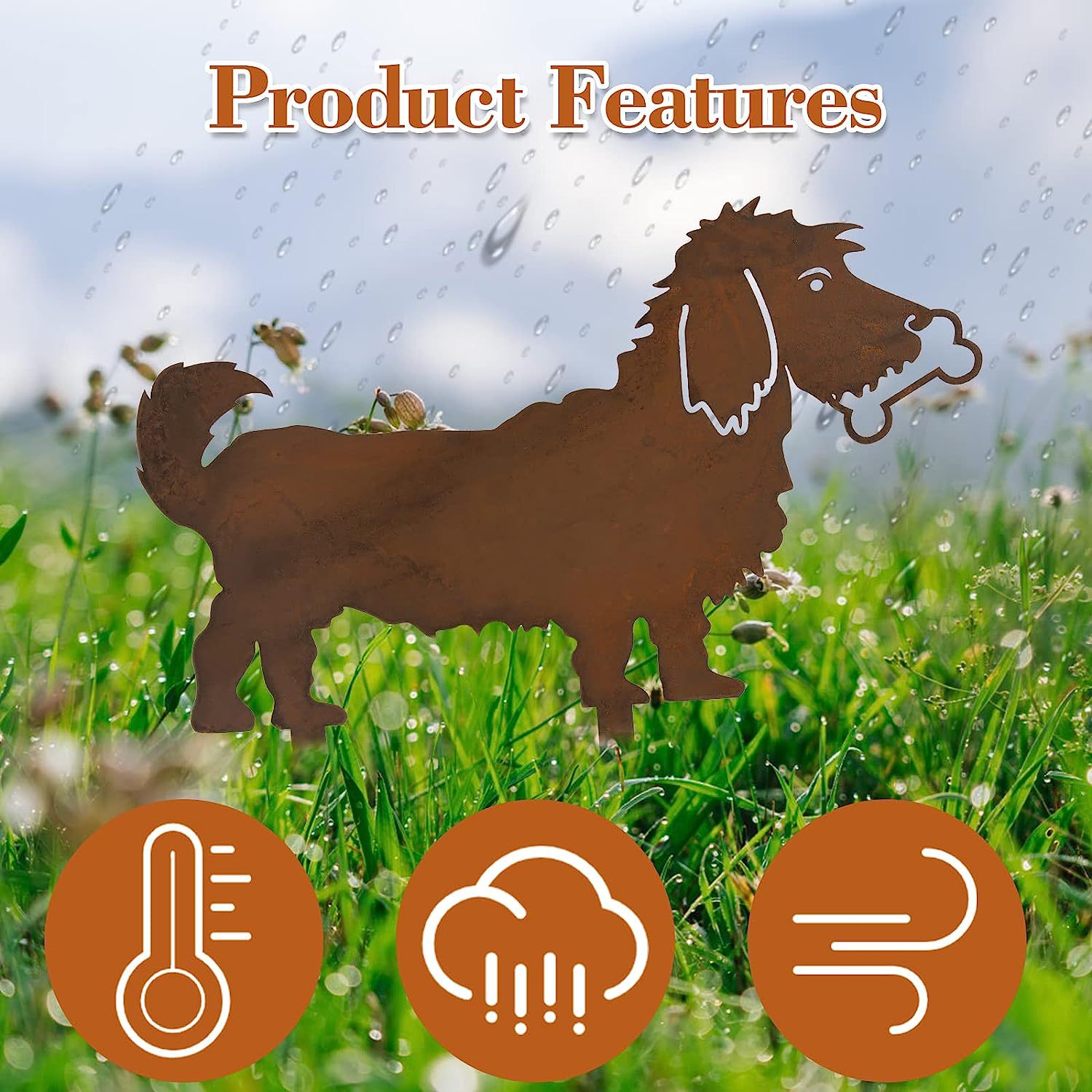 跨境生锈的独角兽小狗剪影圣诞装饰铁艺花园剪影金属庭院工艺品详情9