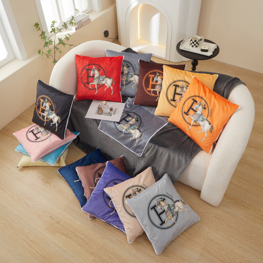 跨境爆款 热销全球 简约纯色天鹅绒抱枕套ins风沙发抱枕床头靠垫详情2