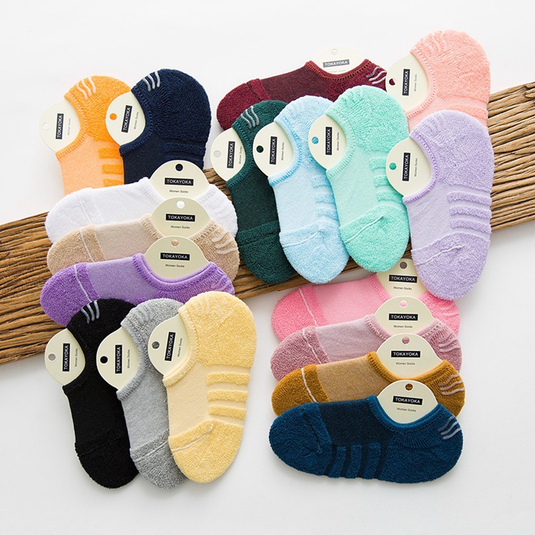 纯棉毛圈袜女袜运动毛巾船袜吸汗硅胶防滑女士短袜子详情1