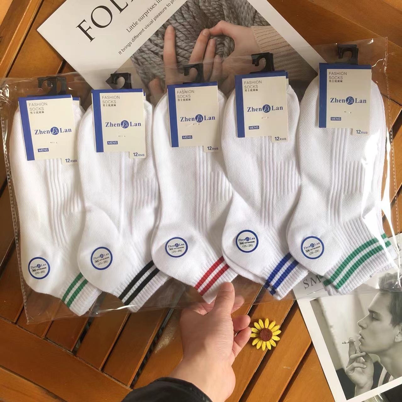 供商超袜子批发5-10双装男士运动短袜ins网红同款小清新花边女袜详情3