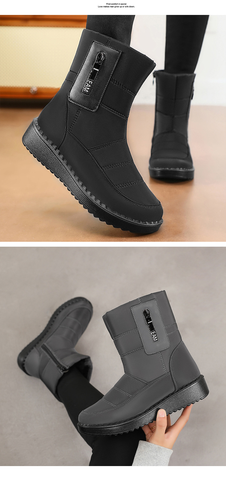 棉鞋女2024冬季新款保暖加厚雪地靴跨境代发户外舒适高筒棉靴女详情12