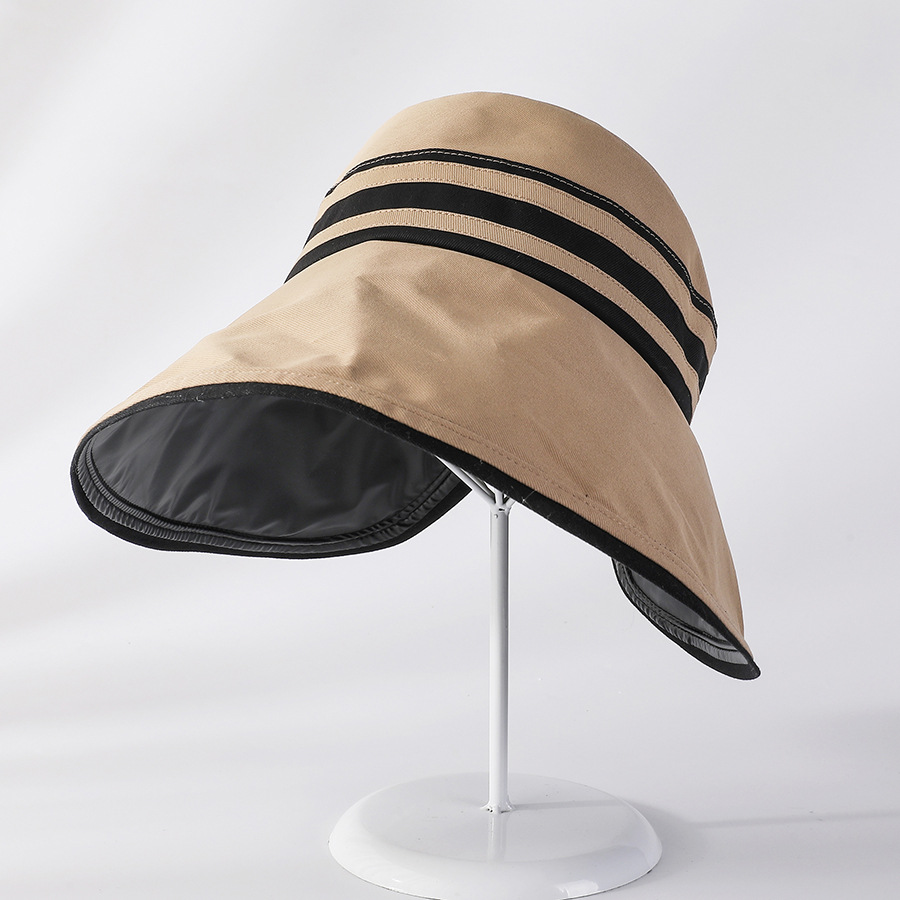 UV high-magnifying sun protection hollow top hat, new Korean version striped black rubber sun hat, spring and summer new simple hat, foldable pic 29