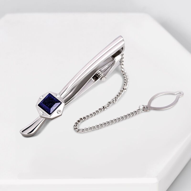 【 New in Stock Wholesale 】 High-end French shirt cufflinks, natural blue sandstone cufflinks pic 2