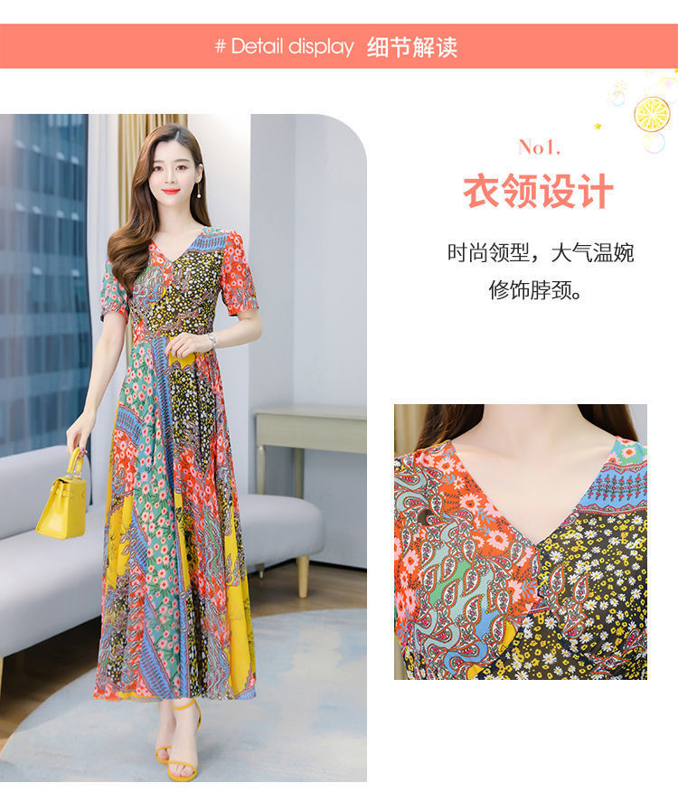 Customized wholesale Amazon 2021 dress, Instagram super slimming summer new dress, long dress, floral print pic 4