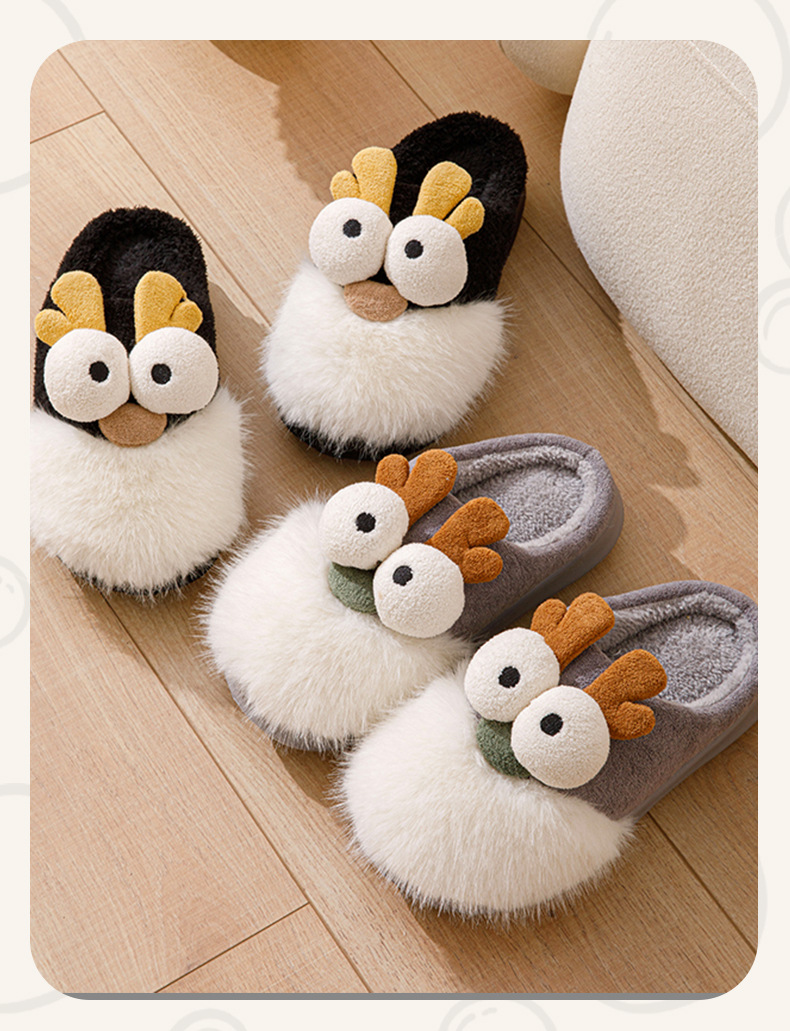 2024新款棉拖鞋女秋冬季室内家居保暖毛绒卡通情侣厚底棉拖男冬季详情12