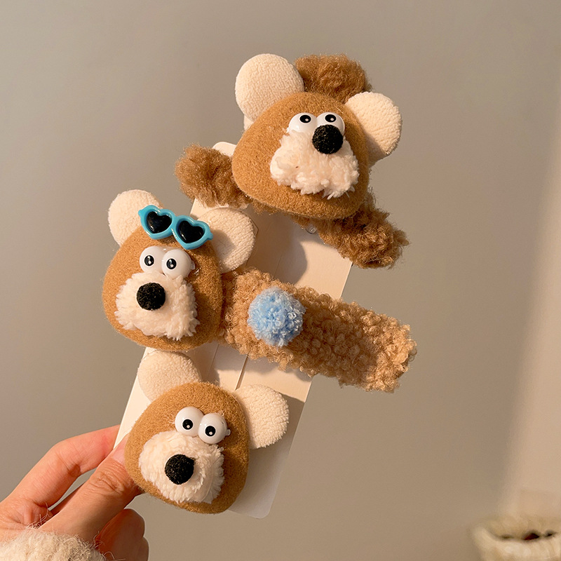 Cute plush hair clips for autumn and winter, back hair curls, face bangs, side clips, sweet large intestine hair bands pic 3