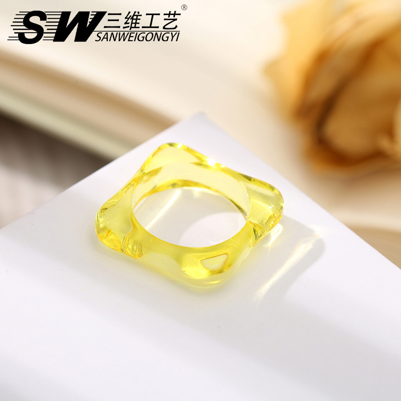 New creative macaron cold style girl ring, colorful diamond ring, geometric hip-hop ins ring wholesale pic 9