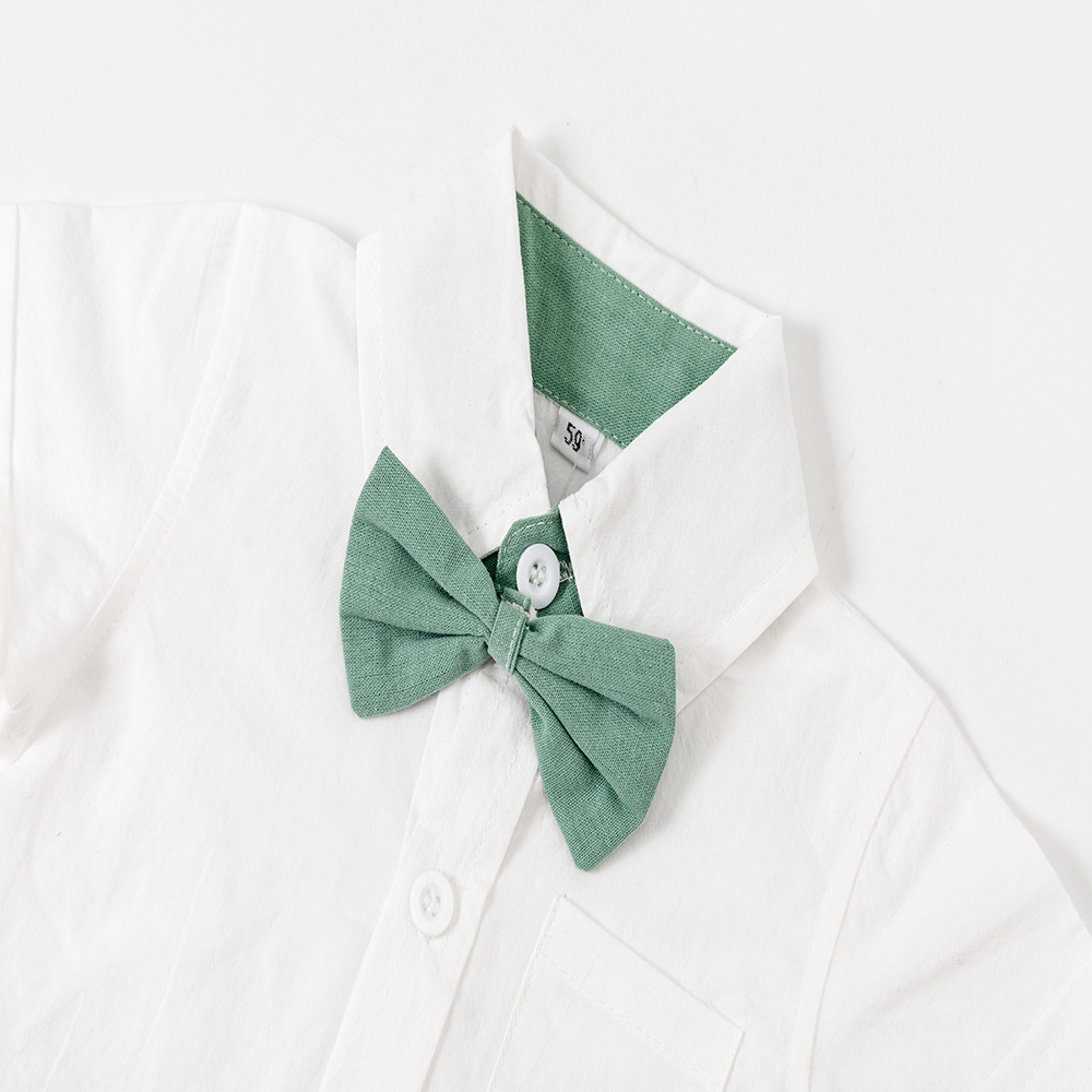 Summer male baby gentleman sets, baby crawling suits, overalls, two-piece sets, British-style cool evening gowns for foreign trade pic 9