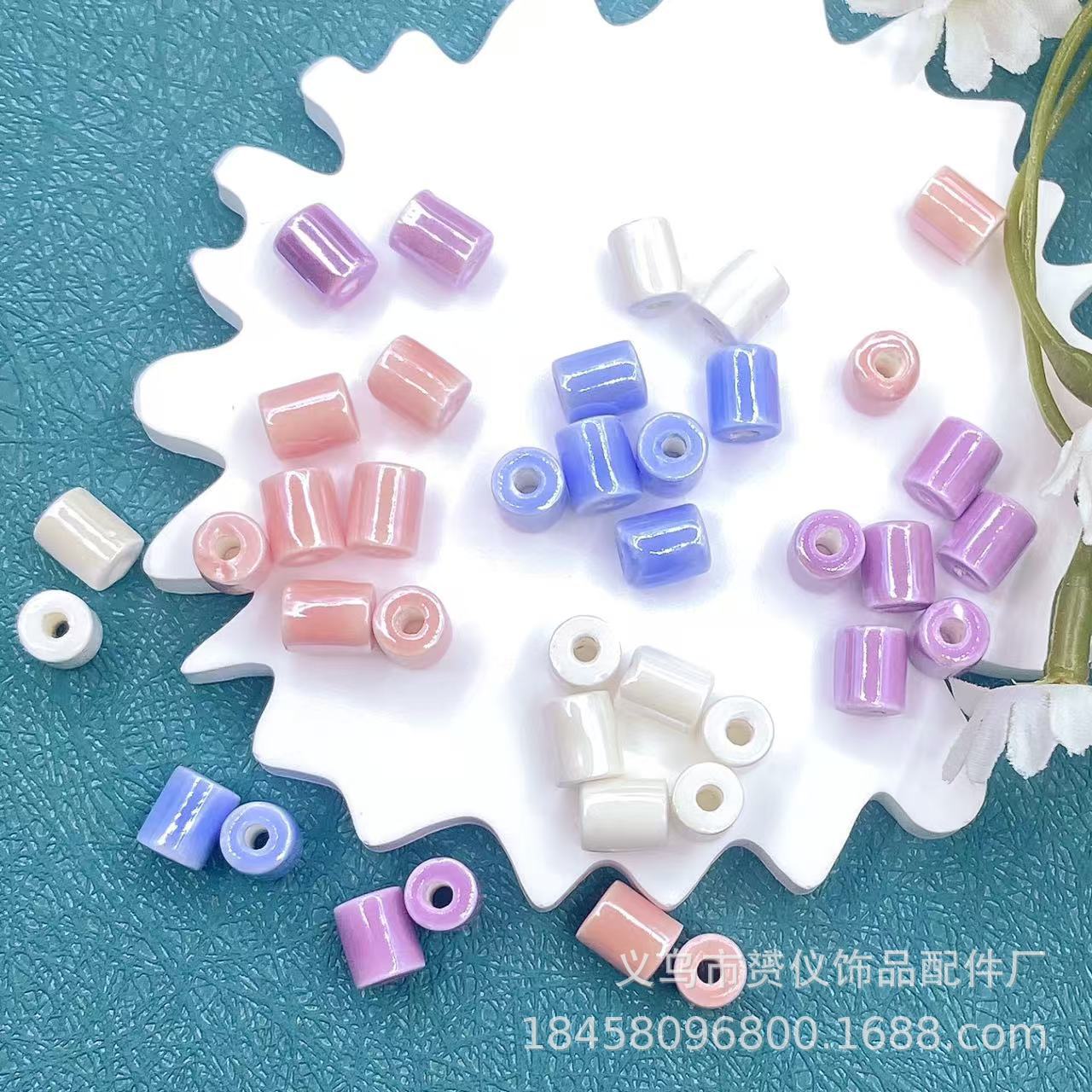 Simple and colorful ceramic pearlescent surface fish five-petal flower beads scattered beads diy handcrafted beaded bracelet decoration accessories pic 2