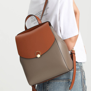 双肩包女2022新款真皮女包时尚油蜡牛皮双肩背包高级感女士背包详情69