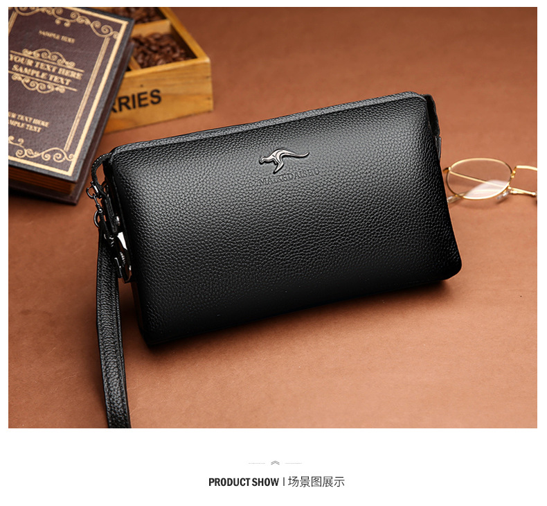 袋鼠手拿包密码锁男士软皮手包大容量男手拿抓包商务夹包代发定制详情15