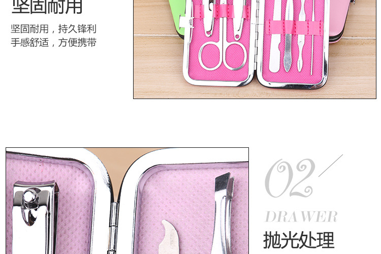Candy-colored nail clippers seven-piece set, nail clippers and nail pliers, solid color nail and manicure tool set, custom LOGO pic 5