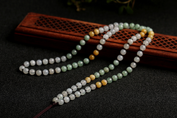 Natural premium jadeite A-grade round beads 5mm woven necklace rope round bead pendant hanging rope jadeite bead chain pic 10