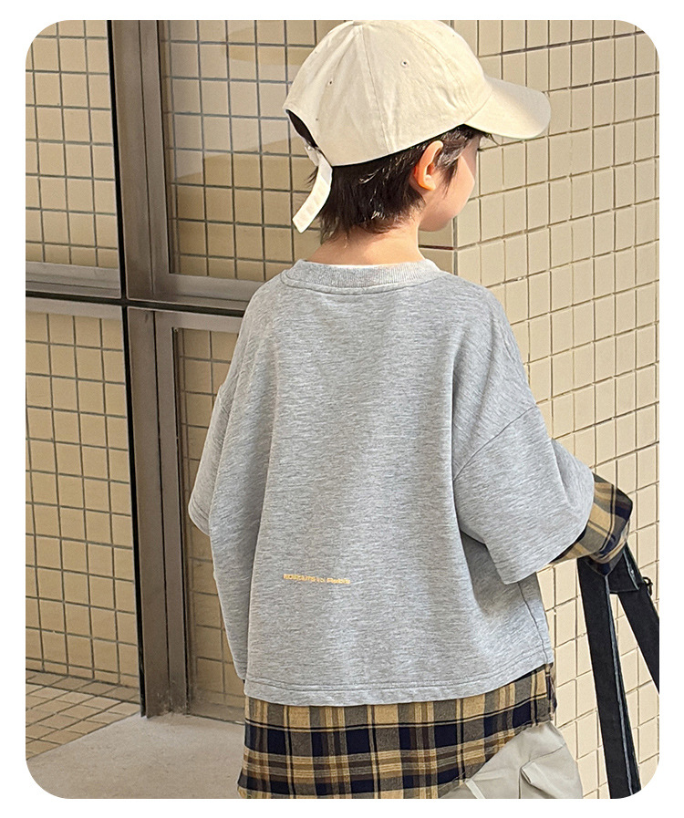 Two stylish and trendy Korean-style patchwork fake loose hoodie jackets for children and boys pic 11