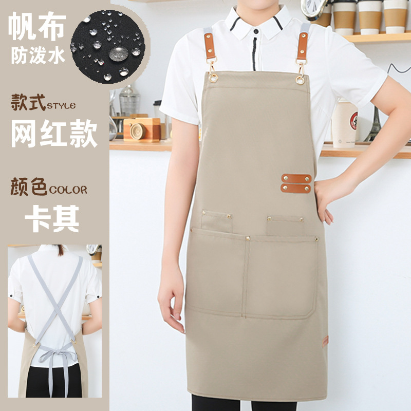 The new waterproof canvas apron, a modern and simple work uniform apron, can be printed with logos. The apron is available for wholesale and consignment pic 12